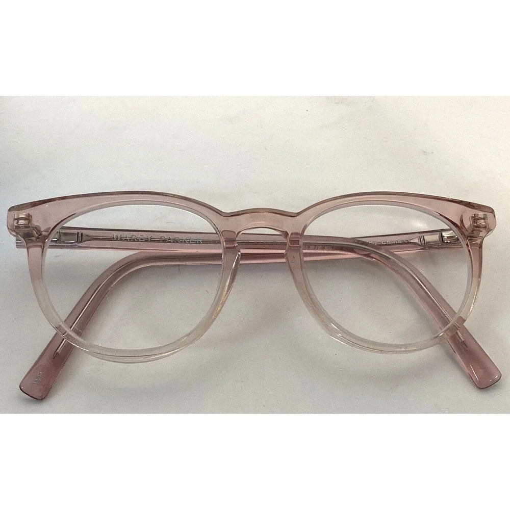 Warby Parker Sadie N 625 Eyeglasses Translucent Pink Round Frames 46-19-140 Case